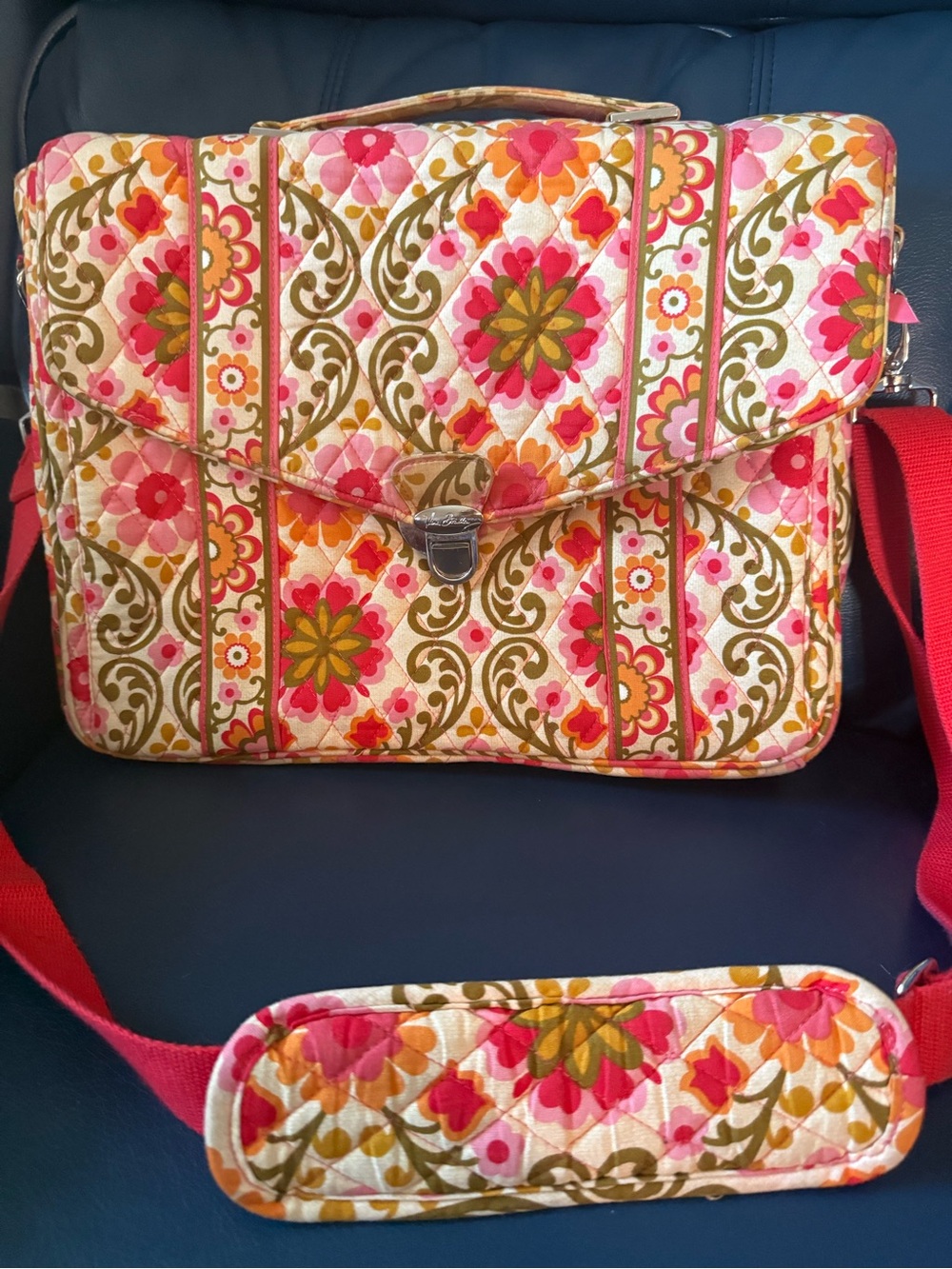 Vera Bradley Quilted Floral computer bag Satchel - Pink & Orange